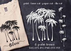 the palm tree svg files are available for use on t - shirts