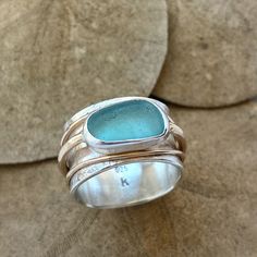 The Meditation Ring with Gold Bands – Kate Samson Design Ugg Classic Mini Ii, Silversmith Jewellery, Sea Glass Ring, Ugg Classic Mini, Glass Ring, Meditation Rings, Dope Jewelry, Funky Jewelry, Glass Rings