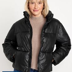 Nwt Old Navy Quilted Puffer Jacket Color Black Jack Size Xxl Funnel Collar Long Sleeves Elasticized Cuffs Full-Length Zipper Front Zip Pockets Elasticized Hem Quilted Shell Smooth Taffeta Lining And Soft Fill 100% Recycled Polyester Imported Fit & Sizing Semi Fitted Hits Below Waist Pet And Smoke Free House Long Parka Jacket, Women's Puffer Coats, White Puffer Vest, Face Fashion, Navy Quilt, Winter Puffer Jackets, Cropped Puffer Jacket, Black Puffer Vest, Black Puffer Jacket