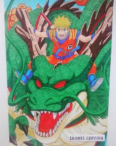 a drawing of a person riding on top of a dragon