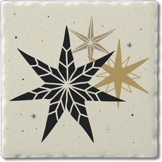 an image of three stars in the middle of each other on a white background with gold and black accents