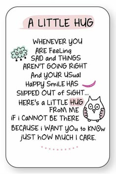 a little hug card with an owl saying it's not too late to care