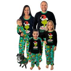 Get ready for a picture-perfect night with Dr. Seuss Merry Grinchmas Matching Family Christmas Pajamas. Snuggle into this two-piece pajama set featuring a graphic tee and plush fleece pants and your little one will be all set for a cozy holiday. The best part? Theres a style for everyone in the family, including Fido. An ideal pick for family photos, relaxing on Christmas Eve or gathering around the tree on Christmas morning. Size: 2T.  Color: Green.  Gender: unisex.  Age Group: toddler. Grinch Pajamas Families, Grinch Pjs, Grinch Graphic, Grinch Pajamas, Dinosaur Halloween Costume, Opening Presents, Matching Family Christmas Pajamas, Spiderman Costume, Family Pajama Sets