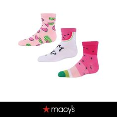 in stock Fun Pink Socks For Summer, Playful Pink Summer Socks, Comfortable Pink Summer Socks, Casual Pink Socks For Summer, Cute Non-slip Socks For Spring, Ankle Socks, Watermelon, Pick Up, In Store