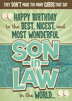 a birthday card with the words son in law