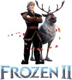 the character frozen ii is standing next to a reindeer