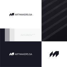 the logo for artmakers sa is shown in black and white, with an abstract design