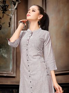 KALAKARI TRENDZ VOL 1 NEW STICHING STYLE KURTIS WHOLESALER LOWEST PRICE ON BIDDMART (6) Striped Kurti Design, Kurta Cotton