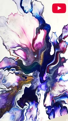 an abstract painting with blue, purple and white colors is featured in the video title