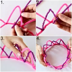 instructions to make a pink and purple string wreath