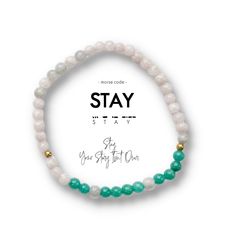 STAY Stay, your story isn't over yet. A subtle, yet powerful reminder that you are valuable and have something beautiful to add to our world. If you are in crisis, help is available. Call 1-800-273-TALK (8255) or dial 988 from any phone. It is our hope that this bracelet can save lives. This bracelet looks great alone or stacked with your other favorite Morse Code or stone stacking bracelets! How to read your jewelry: A Morse Code dot is one bead and a dash is two beads in the alternating color. Stay Morse Code, Stone Stacking, Spa Candle, Lavender Jade, Stacking Bracelets, Morse Code Bracelet, Aids Hiv, Morse Code, Blue Quartz