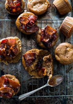 the recipe for maple bacon apple muffins is shown on an instagram page