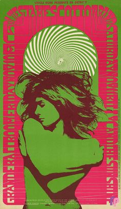 an old concert poster with a woman's face