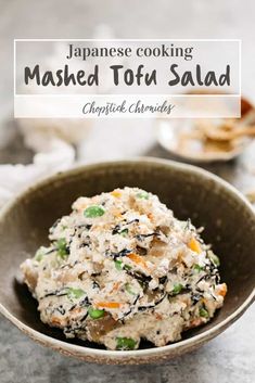 japanese cooking mashed tofu salad in a bowl