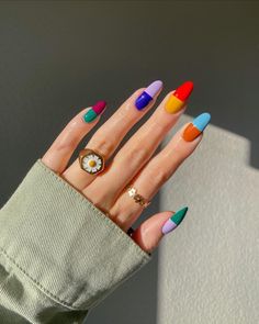 Nail art Color Block Nails, Nail Design Glitter, Multicolored Nails, Nagellack Trends, Nagel Inspo, Fire Nails, Funky Nails, Minimalist Nails, Chic Nails