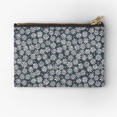 a black and white flower pattern zipper pouch