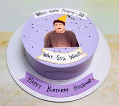 a birthday cake with the image of a man wearing a hat on it's top