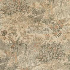 A beautiful landscape design inspired by historial Indian artworks with trees and figures in Indian costume. Shown here in the woodsmoke neutral colourway. Wide width product with a long pattern repeat of 91.50cm or 36 inches. Search  horse dog Indian Artwork, David Hicks, Toile Wallpaper, Gp&j Baker, Style Wallpaper, 4 Wallpaper, Small Lake, Botanical Wallpaper, Wallpaper Direct