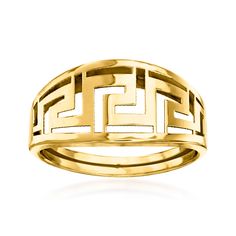 a yellow gold ring with an intertwined design on the outside, and two sides