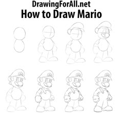 how to draw mario from the super mario bros video game step by step drawing instructions