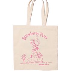 Strawberry Farm slogan tote bag Handmade screen print on 100% cotton canvas an original design Romantic Blue, Strawberry Farm, Painted Tote, Pink Tote Bags, Baby Tees, Diy Tote Bag, Tote Bags Handmade, Bags Aesthetic, Pink Tote