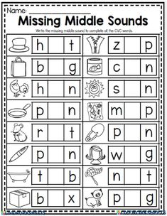 Middle vowel sound worksheet | Kindergarten phonics worksheets, Cvc words kindergarten, Middle sounds worksheet Kindergarten Vowels Worksheets, Writing Words Kindergarten, Cvc Missing Vowel Worksheet, Letters And Sounds Worksheets, Worksheet For Phonic Sounds, Missing Middle Sound Worksheets, Blend Sound Worksheets, Middle Sounds Kindergarten Free