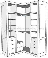 an open closet with drawers and shelves