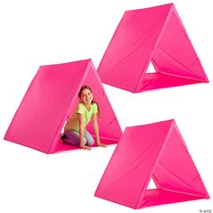 Set up a fun and functional indoor camping experience! Let your kids have an adventure with this set of tents. They can play in them, sleep in them and even ... Sleep Over Tents, Pink Sleepover Ideas, Tents For Sleepovers, Barbie Sleepover Party, Sleepover Set Up Ideas, Pink Sleepover, Slumber Party Decorations, Sleepover Tents, Pink Tent