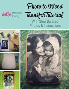 a collage of photos with the words, photo to wood transfer and step - by - step instructions