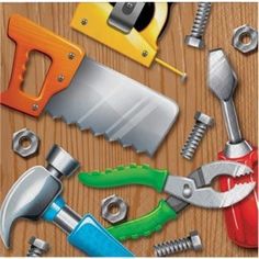 there are many different tools on the wooden table together, including pliers and wrenches