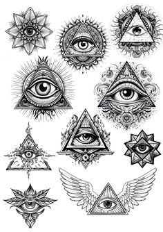 an assortment of all seeing eye tattoo designs