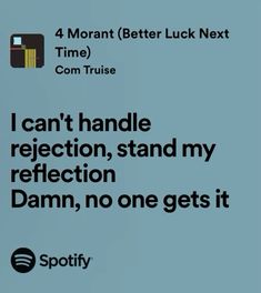 an ad for spotify with the caption i can't handle reflection, stand my reflection damn, no one gets it