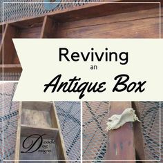 an antique box sitting on top of a table