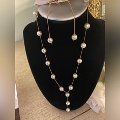 Brand New! Elegant Pearl Necklace, Long Earrings And Bracelet . Will Match With Everything . Poosalu Necklace, Pearl Necklace Long, Necklace Long, Long Earrings, Pearl Necklace, White Gold, Women Jewelry, Brand New, Bracelet