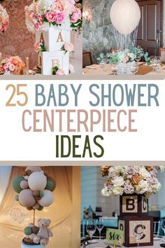 baby shower centerpieces with flowers and balloons