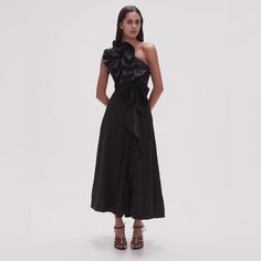 Nwt Aje Adelia Ruffle Dress - Never Worn! Original Tags & Dust Bag Included. Purchased For A Wedding And Can No Longer Wear. Retails $595. Size Au 6/ Us 2 Semi Formal Dresses Black, One Shoulder White Dress, Champagne Cocktail Dress, Black Mesh Dress, Summer Black Dress, Ruffle Midi Dress, Ruffle Mini Dress