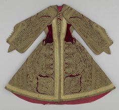 Albanian Coat, 1880-1900  Textile Museum of Canada Mughal Costumes, Seljuk Empire, Braid Embroidery, Greek Embroidery, Benaki Museum, Greek Costume, Embroidery Coat, Single Braids, Tailored Coat