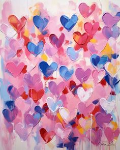 a painting with many hearts painted on it