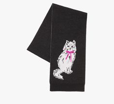 Attention cat lovers: our new scarf will keep you warm (and stylish) all season long. | Kate Spade Pretty Kitty Scarf, Black Kate Spade Scarf, Cat Scarf, Pretty Kitty, Pretty Cats, Cat Lovers, Kate Spade, Kitty, Black