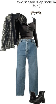 High Wasted Jean Outfits Winter, Basic Spring Outfits Casual, Game Watching Outfit, Twd Style Outfits, Madisoncore Outfits, 1984 Aesthetic Outfits, Buffy The Vampire Slayer Inspired Outfits, Twd Outfit Ideas Aesthetic, Relaxed Grunge Outfits