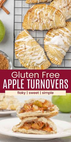 gluten free apple turnoverers with apples and cinnamon on the side, in front of