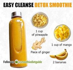 Easy Detox Cleanse, Pineapple Banana Smoothie, Easy Cleanse, Smoothie Detox Cleanse, Cleanse Detox, Smoothie Challenge, Healthy Drinks Smoothies, Superfood Smoothie, Increase Energy