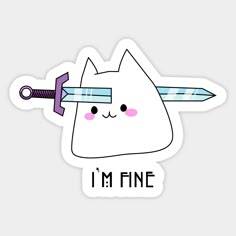 cat meme - I'm fine（πーπ） -- Choose from our vast selection of stickers to match with your favorite design to make the perfect customized sticker/decal. Perfect to put on water bottles, laptops, hard hats, and car windows. Everything from favorite TV show stickers to funny stickers. For men, women, boys, and girls. Im Fine Meme, Art Glow, Im Fine, Iphone Stickers, Cute Laptop Stickers, Computer Sticker, Cat Meme, Emoji Stickers, Sticker Template