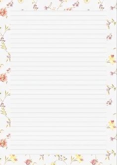 a notepad with flowers on it and lined paper in the middle that says,