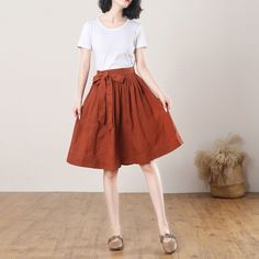 "This Pleated midi skirt is perfect for this summer, Crafted with 100% linen,  featuring elasitc high waist and deep pocket, comfy and versatile More color：https://etsy.me/43ZXkad ★★FEATURES 100% Linen Back elastic waist Two side pockets Pleated skirt Regular fit A Line skirt No lining Perfect for Summer, Spring, Autumn ★★ Model Size Height approx 162 cm (5′ 4″)  Bust 84 cm (33\")  Waist 66 cm (26\")  She wears size XS. ★★ Bespoke Order Service If you Request other color Request the length Your Linen Midi Skirt, Skirt A Line, Beautiful Summer Dresses, Skirt High Waist, Linen Skirt, Pleated Midi Skirt, Flared Skirt, Etsy Fashion, Flare Skirt