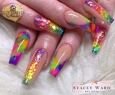 Rainbow Acrylic Nails, Bright Summer Acrylic Nails, Colorful Nail, Summer Acrylic Nails, Pretty Nail Art, Rainbow Nails, Neon Nails, Beautiful Nail Designs