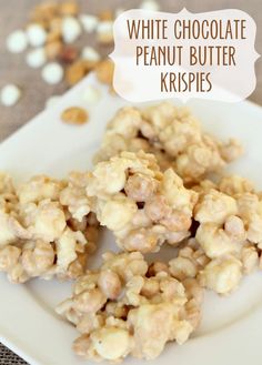 white chocolate peanut butter krispies on a plate