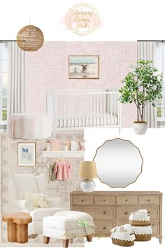 Abigail's nursery is serene, where femininity meets a breezy coastal vibe.