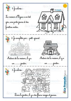 the instructions for how to draw a house with pictures and words in spanish on paper