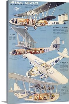 Imperial Airways, Plane Diagram,Vintage Poster Imperial Airways, Winter Chalet, British Airline, Vintage Airline Posters, Vintage Planes, Airline Travel, Vintage Airlines, Vintage Aviation